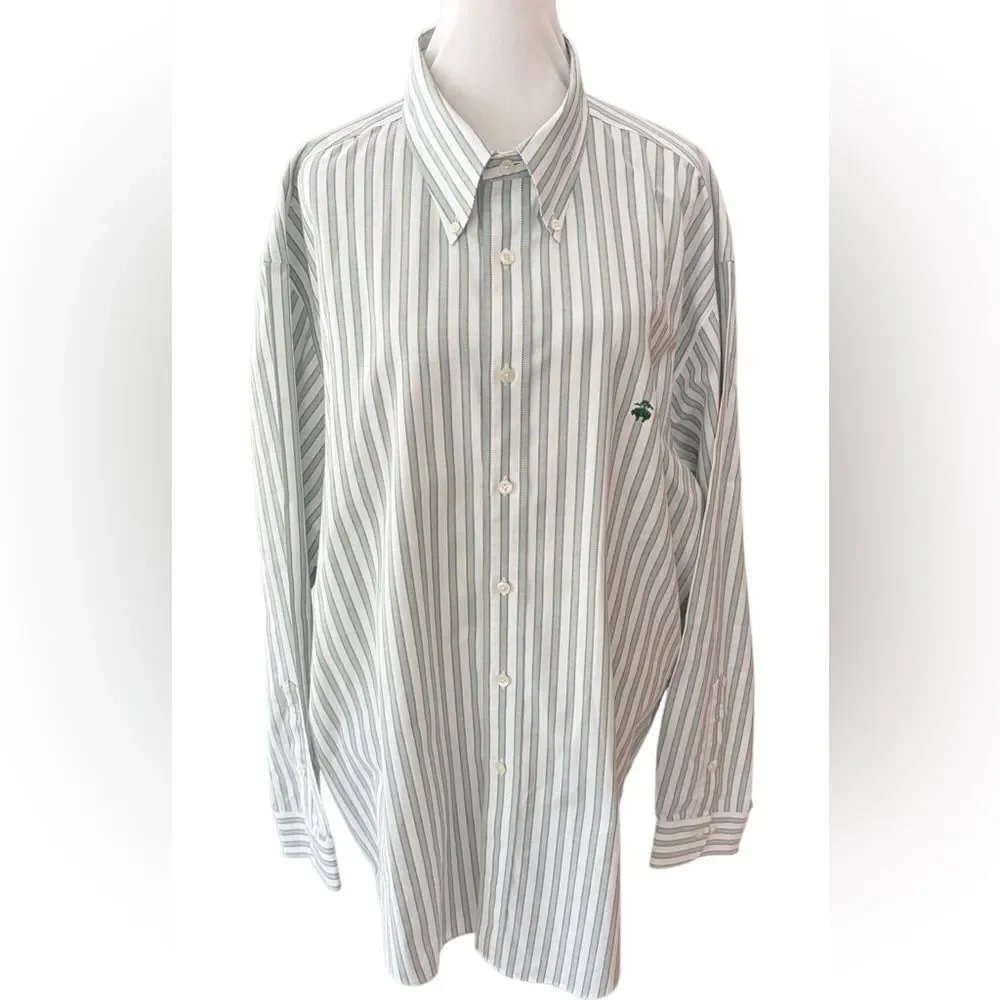 Brooks Brothers Striped Button front 100% Supima Cotton Shirt size XL.
